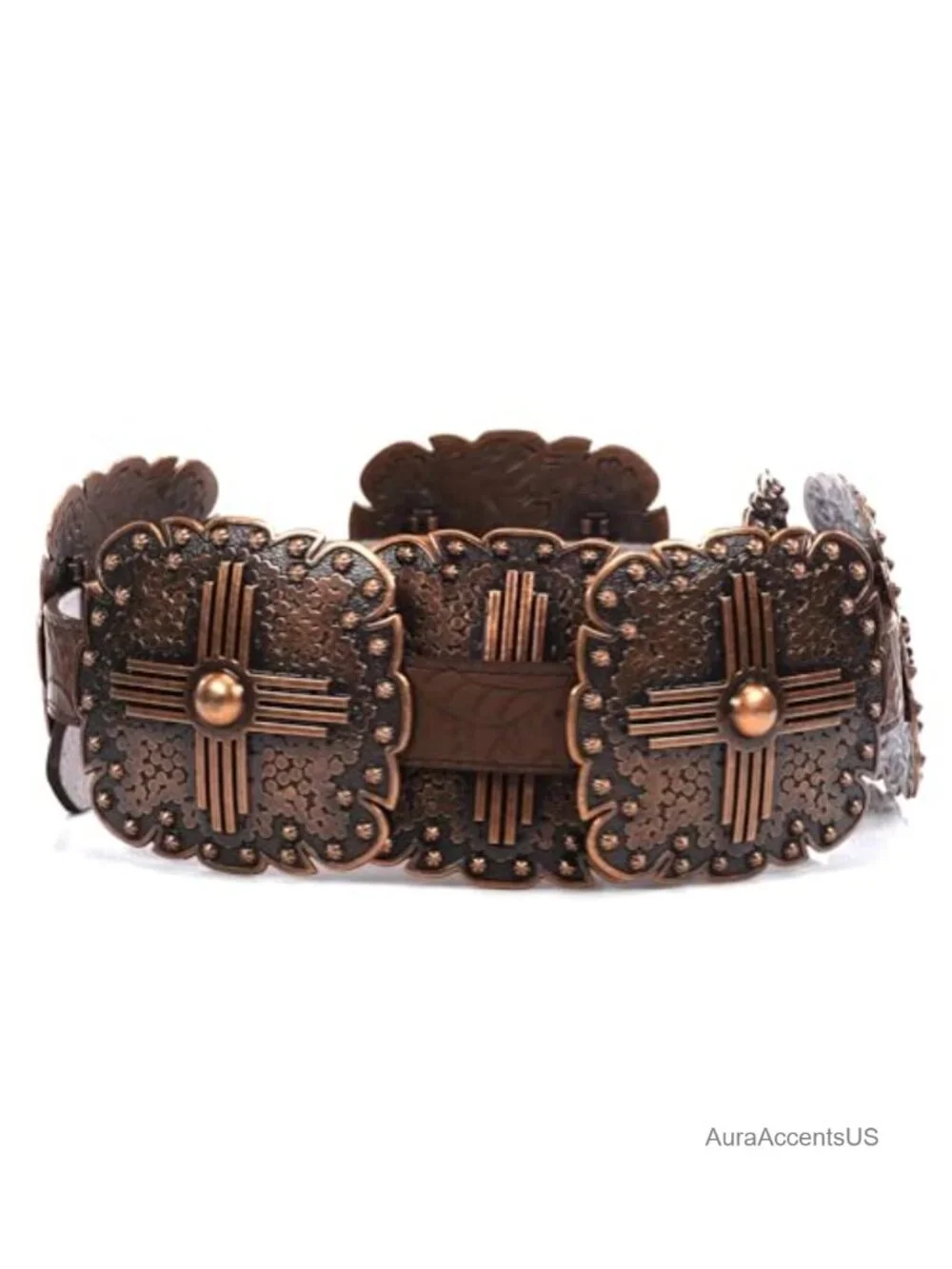 Genuine Leather Floral Embossed Western Belt with Removable Buckle